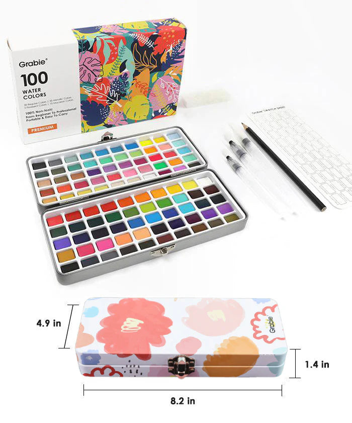 100 Colors Watercolor Painting Set