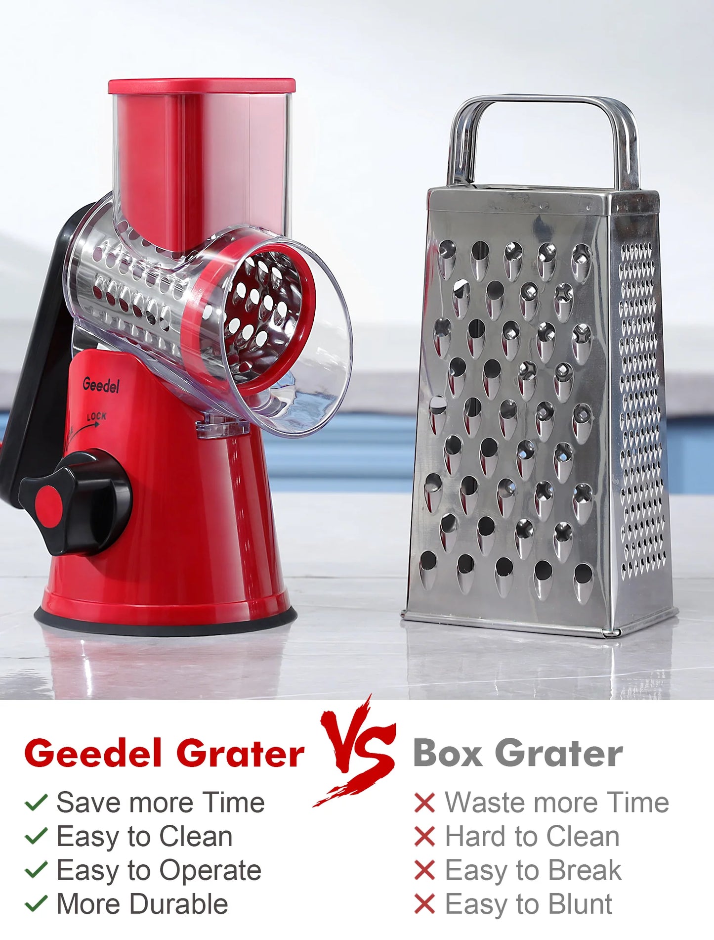 3 in 1 Rotary Cheese Grater Vegetable Slicer ~ Effortless food prep in seconds