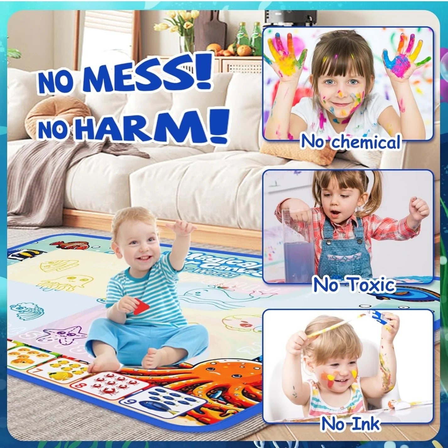 Water doodle mat ~ Vibrant Colors, Mess-Free Fun.