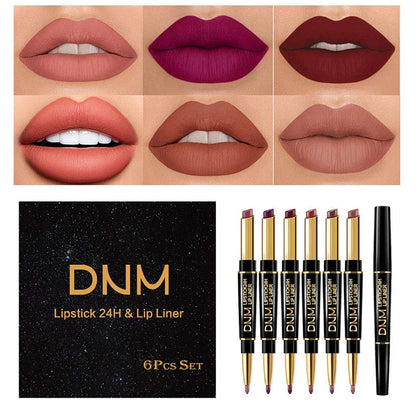 6-Piece Lipstick & Liner Set ~ All-day color and definition in one simple step (All 6 Colors Included).