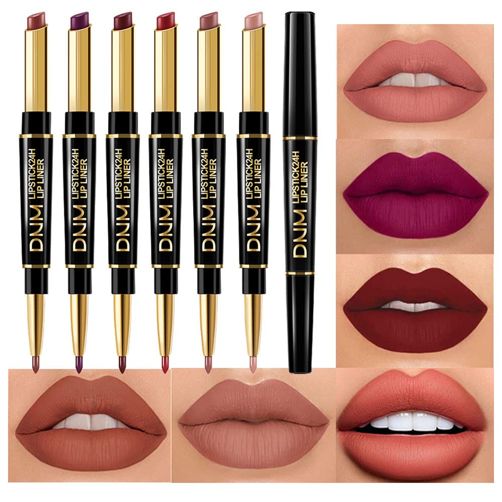 6-Piece Lipstick & Liner Set ~ All-day color and definition in one simple step (All 6 Colors Included).