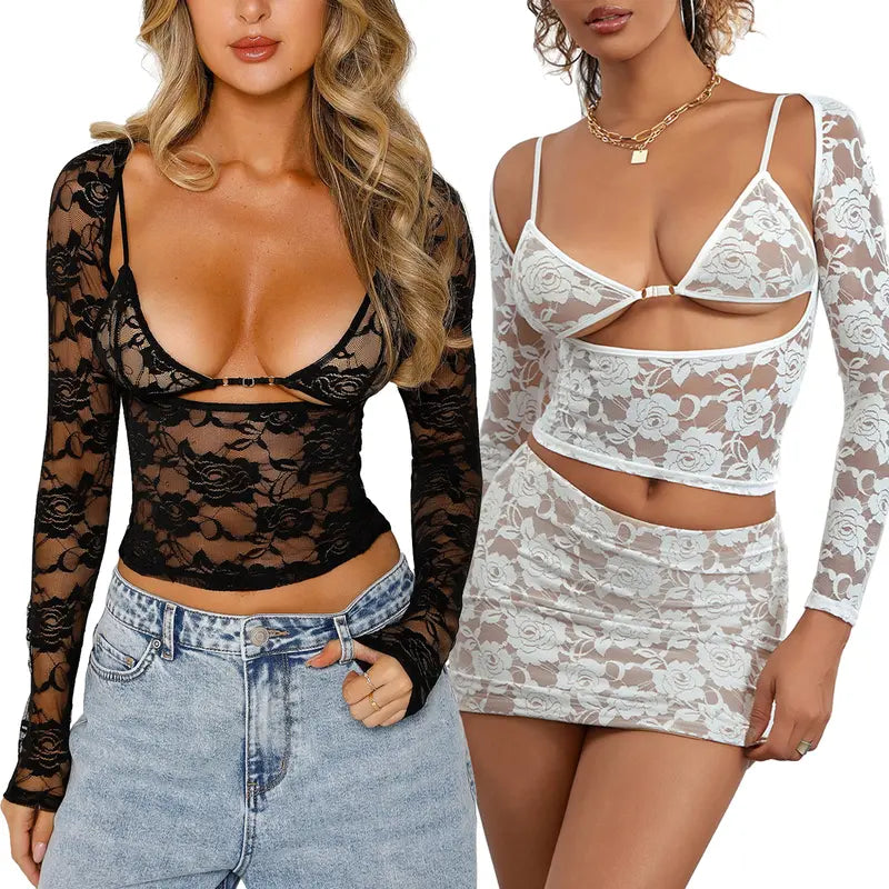 Floral lace top (2pcs) ~ Turn heads and feel amazing all day long